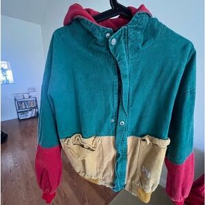 Multi Colored Zip Up. Cropped. Size S